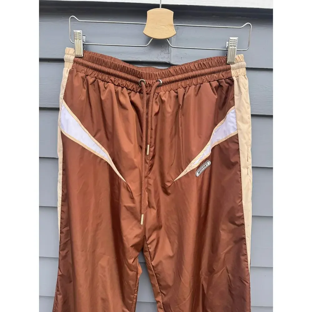 WAYDAMIN SPORT Brown Nylon Track Jacket Windbreaker Track Pants Set XS